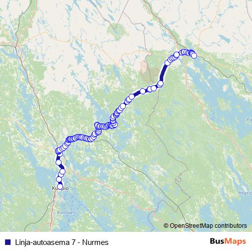 Linja-autoasema 7 - Nurmes bus Line Map