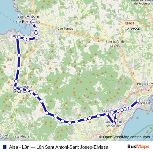Alsa - L8n bus Line Map