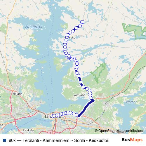 90x bus Line Map
