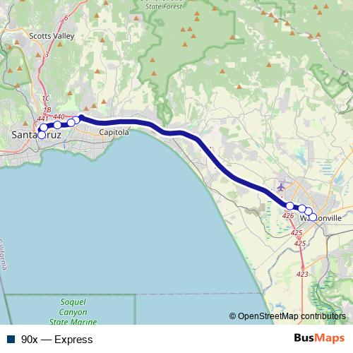 90x bus Line Map