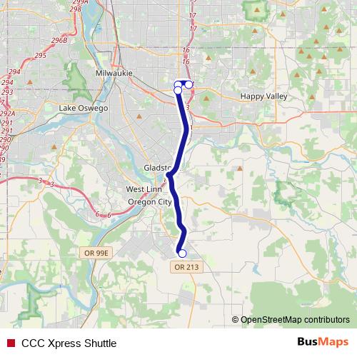 CCC Xpress Shuttle bus Line Map