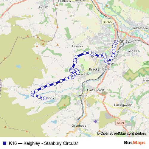 K16 bus Line Map