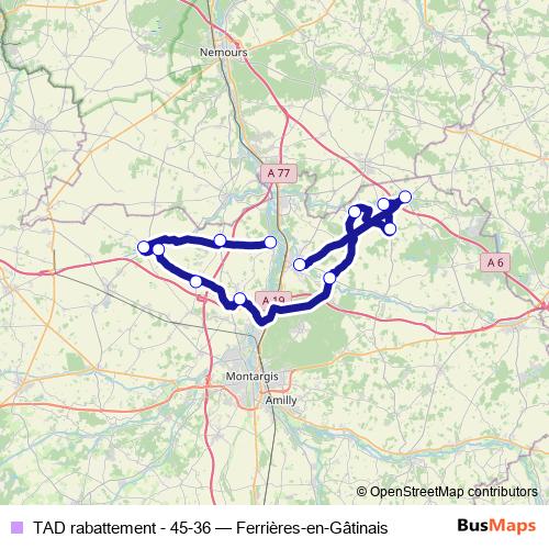 TAD rabattement - 45-36 bus Line Map