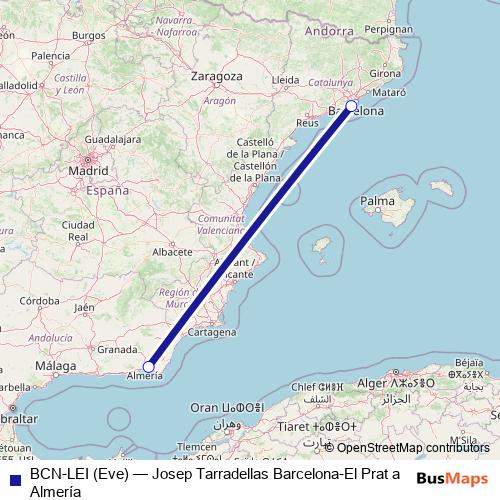 BCN-LEI (Eve) air Line Map