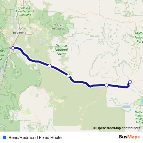 Bend/Redmond Fixed Route bus Line Map