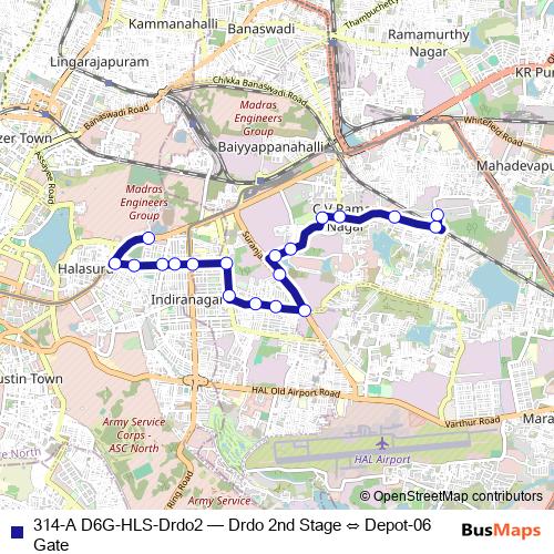 314-A D6G-HLS-Drdo2 bus Line Map