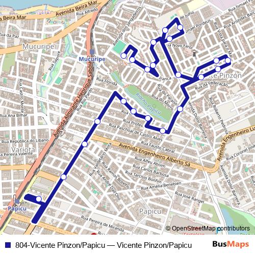 804-Vicente Pinzon/Papicu bus Line Map