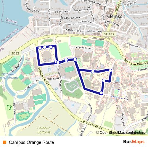 Campus Orange Route bus Line Map