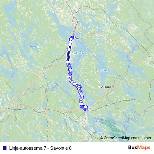 Linja-autoasema 7 - Savontie 8 bus Line Map