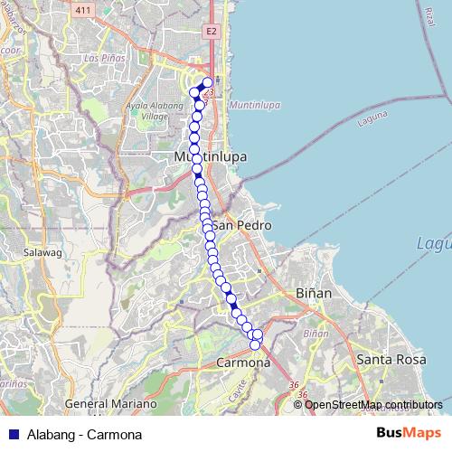 Alabang - Carmona bus Line Map