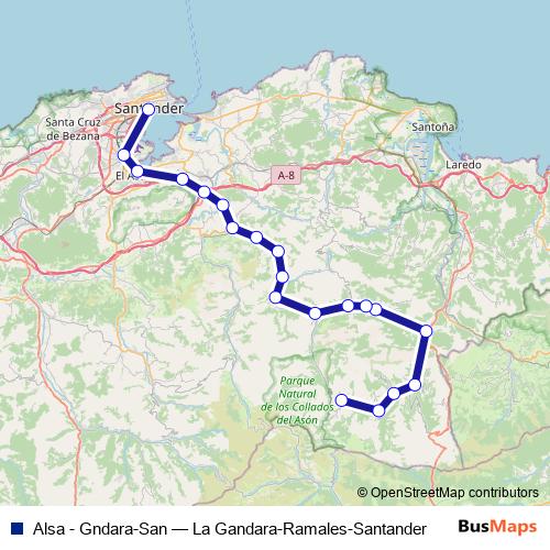 Alsa - Gndara-San bus Line Map