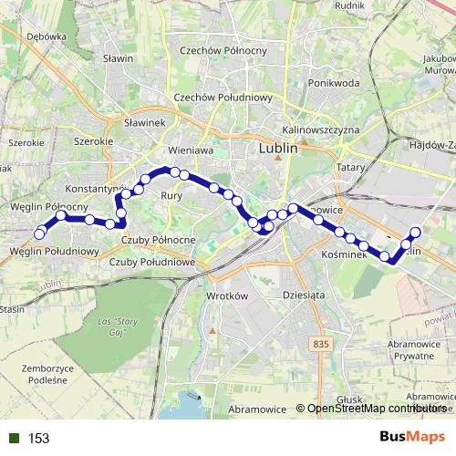 153 trolleybus Line Map