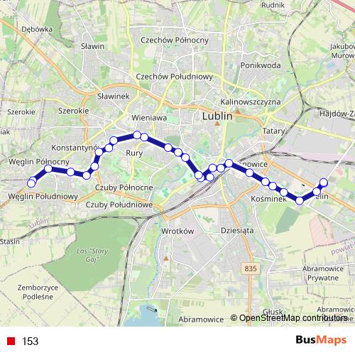 153 trolleybus Line Map