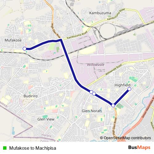 Mufakose to Machipisa bus Line Map