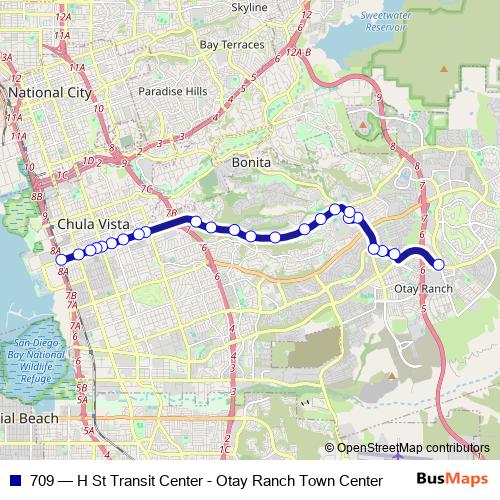 709 bus Line Map