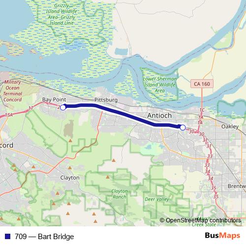 709 bus Line Map