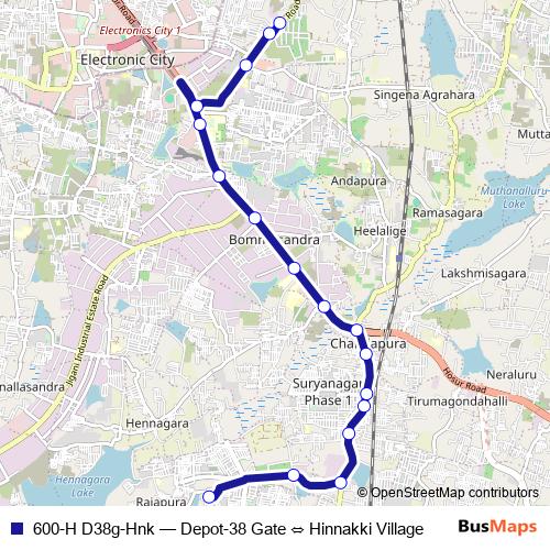 600-H D38g-Hnk bus Line Map