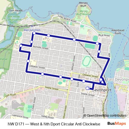 NW D171 bus Line Map