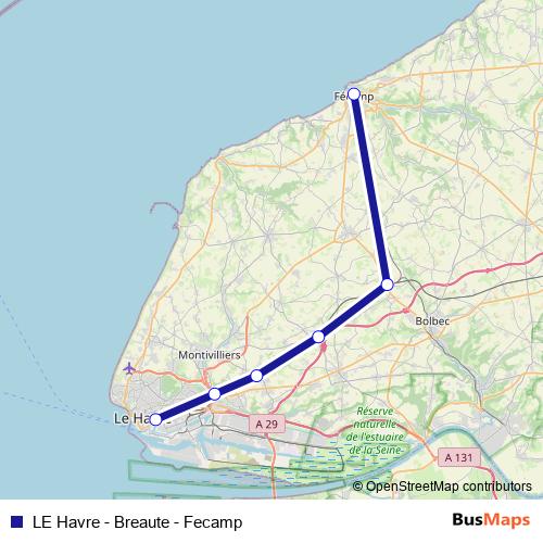 LE Havre - Breaute - Fecamp rail Line Map