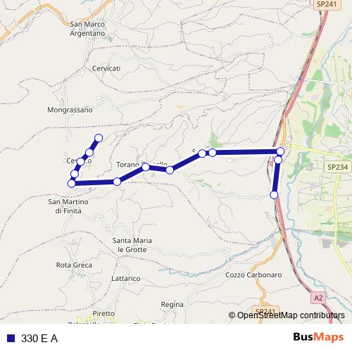 330 E A bus Line Map