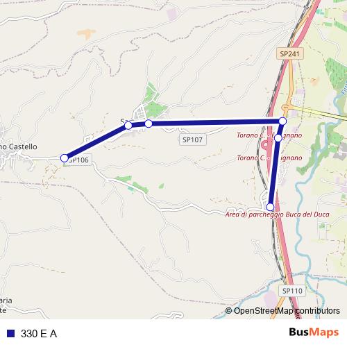 330 E A bus Line Map