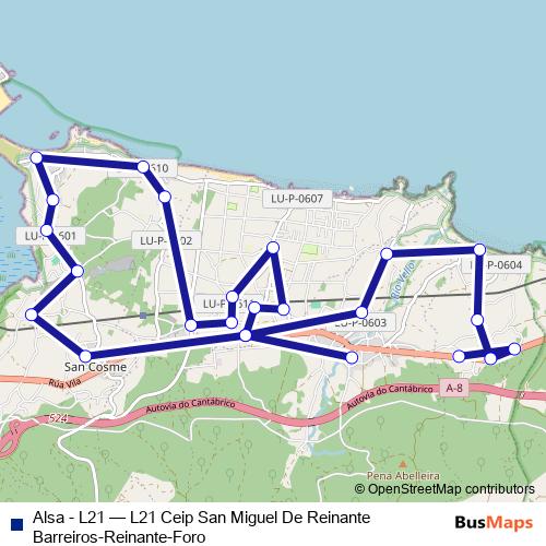 Alsa - L21 bus Line Map