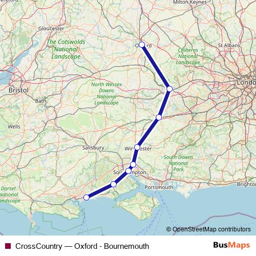 CrossCountry rail Line Map