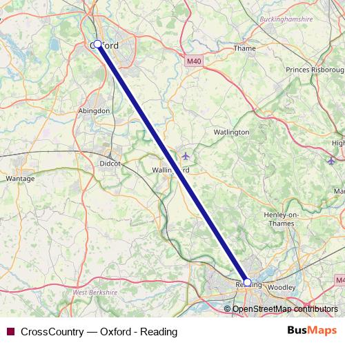 CrossCountry rail Line Map