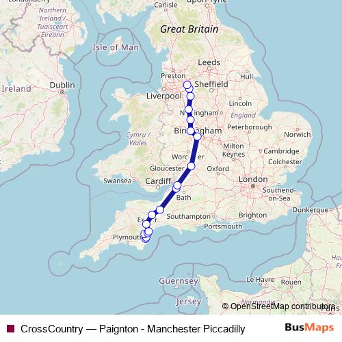 CrossCountry rail Line Map