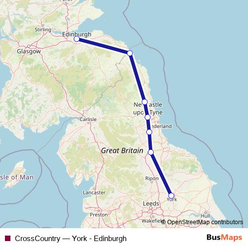 CrossCountry rail Line Map