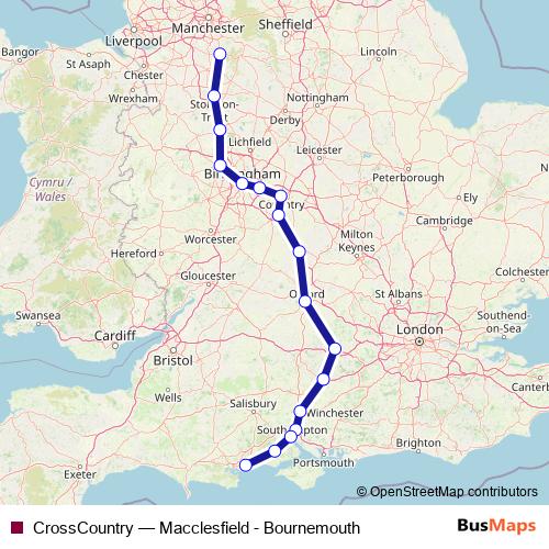 CrossCountry rail Line Map
