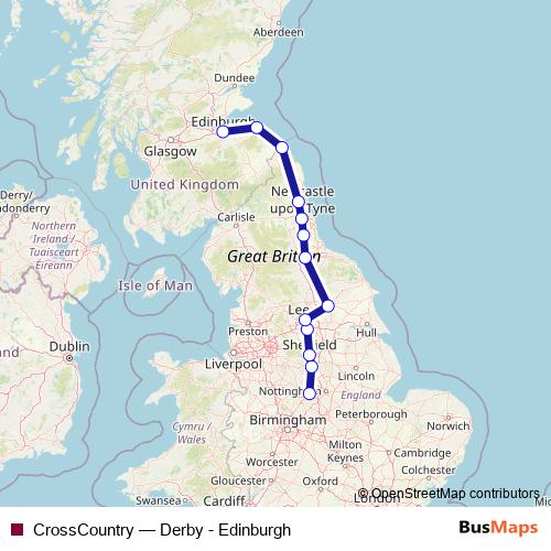 CrossCountry rail Line Map