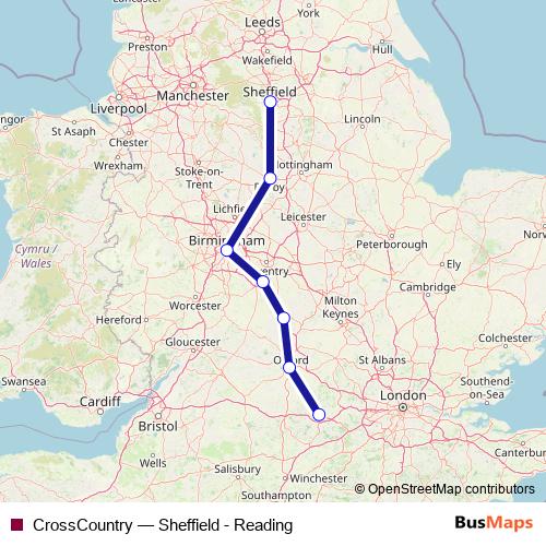 CrossCountry rail Line Map
