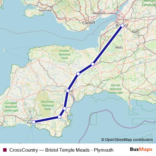 CrossCountry rail Line Map