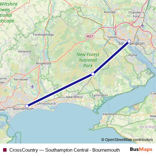 CrossCountry rail Line Map