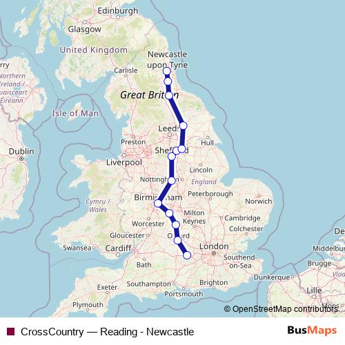 CrossCountry rail Line Map