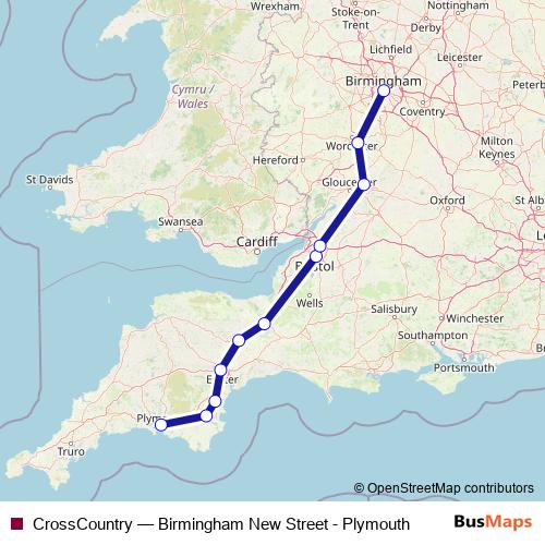 CrossCountry rail Line Map