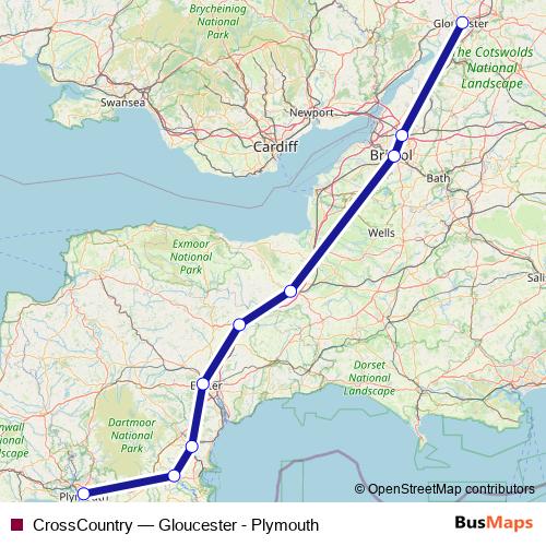 CrossCountry rail Line Map