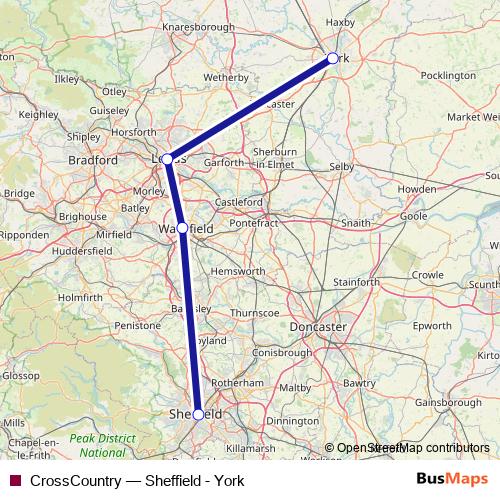 CrossCountry rail Line Map
