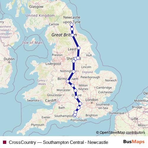 CrossCountry rail Line Map