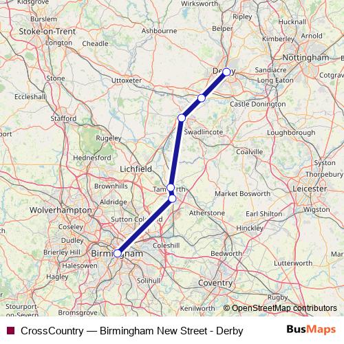 CrossCountry rail Line Map