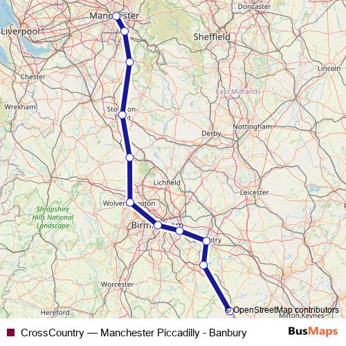 CrossCountry rail Line Map