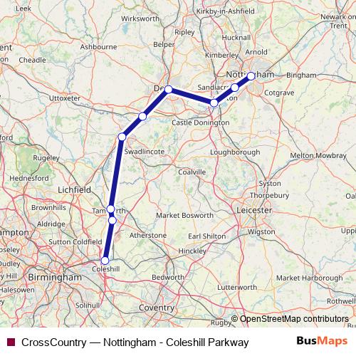 CrossCountry rail Line Map
