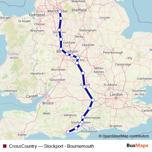 CrossCountry rail Line Map