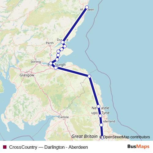 CrossCountry rail Line Map