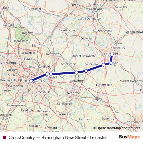 CrossCountry rail Line Map