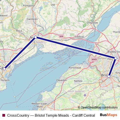 CrossCountry rail Line Map
