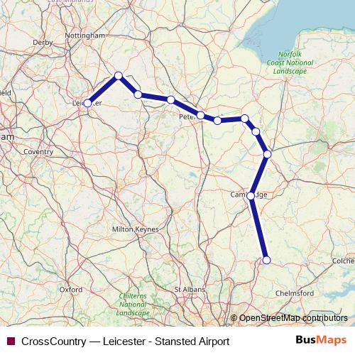 CrossCountry rail Line Map