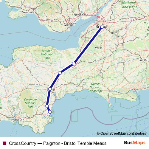 CrossCountry rail Line Map