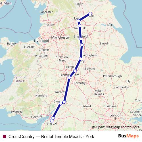 CrossCountry rail Line Map